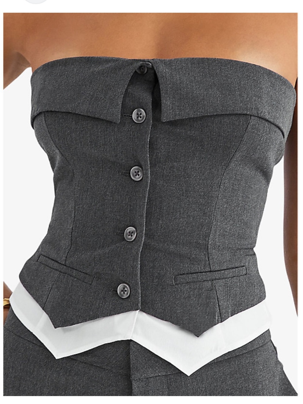 NWT Mistress Rocks Strapless Waistcoat Top in Slate Grey/White size Small